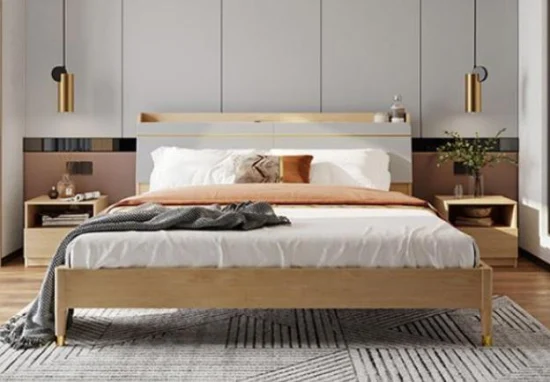 China atacado de luxo OEM ODM design quarto doméstico móveis de madeira cama de casal king size