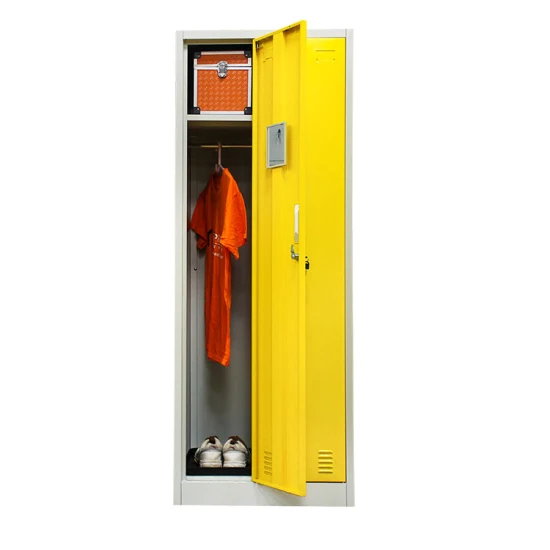 Armário duplo amarelo para funcionários de academia, armário de armazenamento uniforme, armário de aço para funcionários